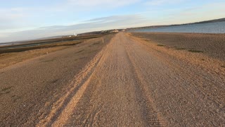 Pretend drone shot . Panning towards. Hurst Castle