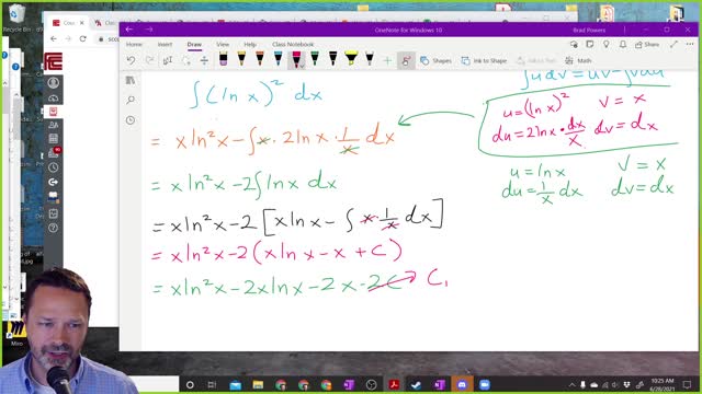 Calculus 1 - Section 7-1 - Integral of Natural log of x squared