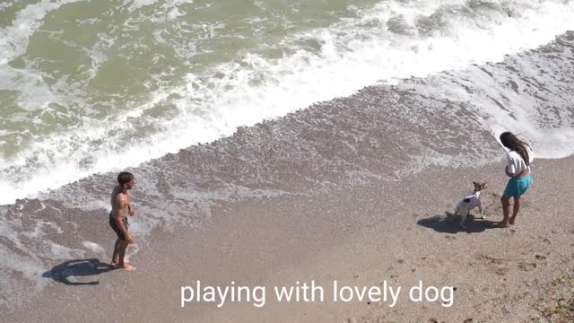 Playing with lovely dog