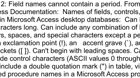 Field Name including a period gives me error using brackets