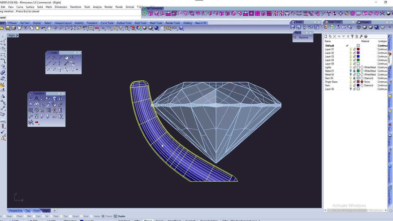 Jewelry Engagement Ring Training By Rhino 3D And Gemvision Matrix - For CAD CAM - Tutorials Part 2