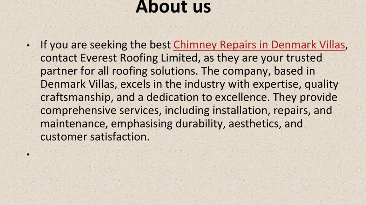 Best Chimney Repairs in Denmark Villas.