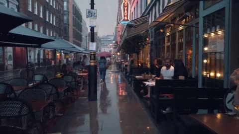 The streets of London in the rain