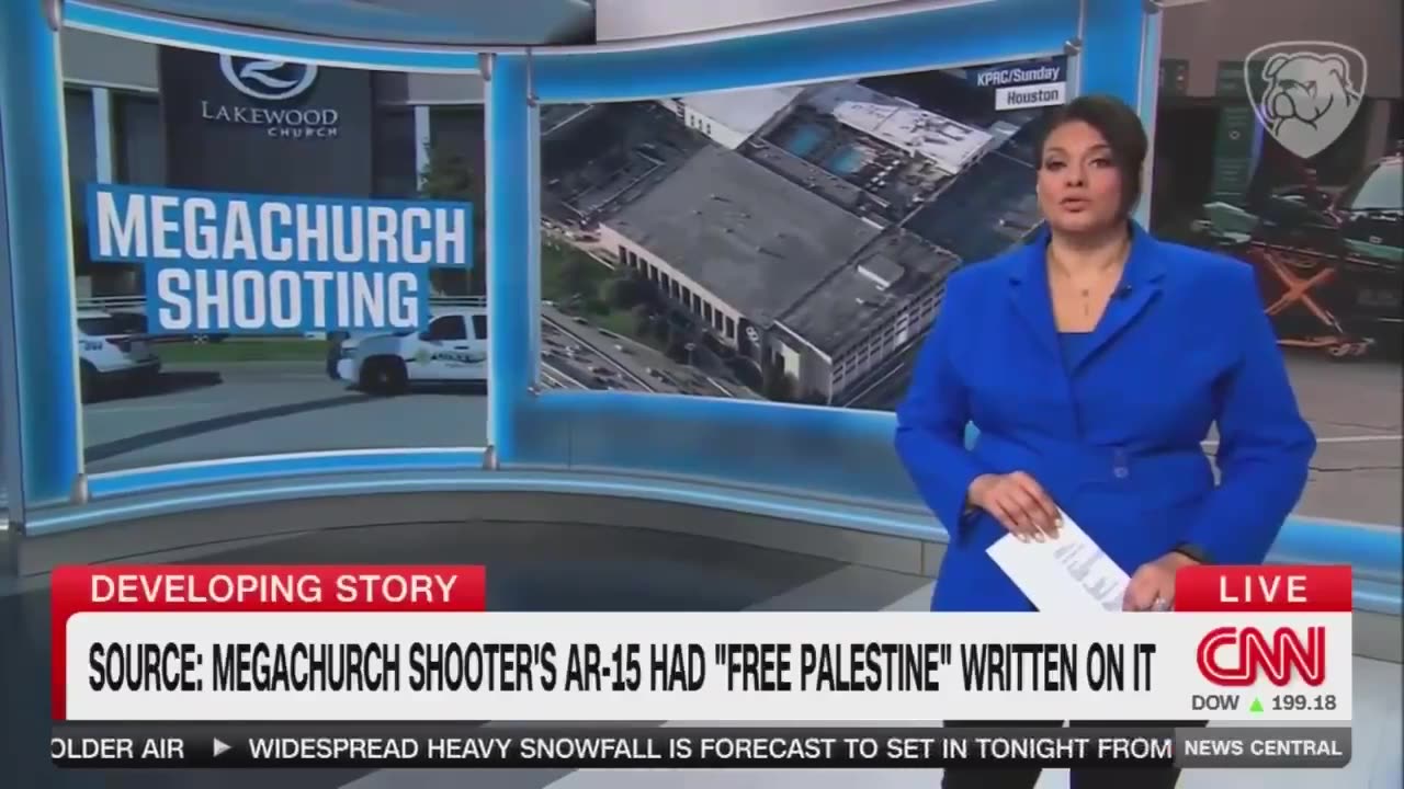 CNN reporting that the megachurch shooter had "Free Palestine" written on the rifle