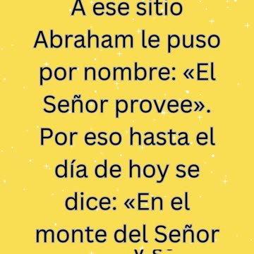 "El Señor Proveerá: Génesis 22:14"