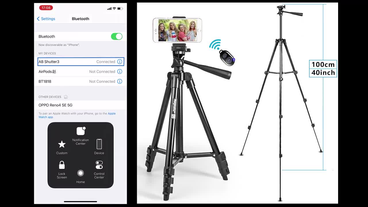 Phone Tripod Stand 40inch Universal Photography for Gopro iPhone Samsung Xiaomi Huawei