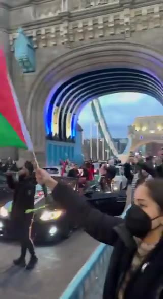 Pro-Palestine mob have taken over Tower Bridge. London has fallen