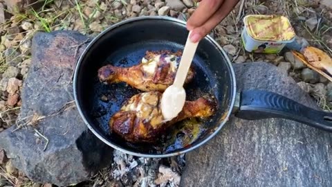 Outdoor chicken cooking