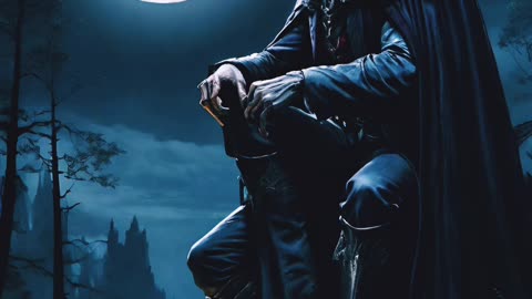 A vampire sitting under the moonlight