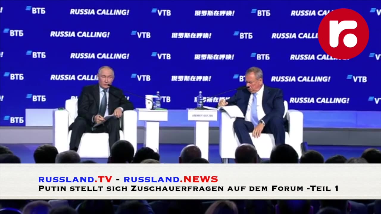 Putin stellt sich Zuschauerfragen auf dem 15. VTB Investment Forum „Russia Calling!“ Teil 1