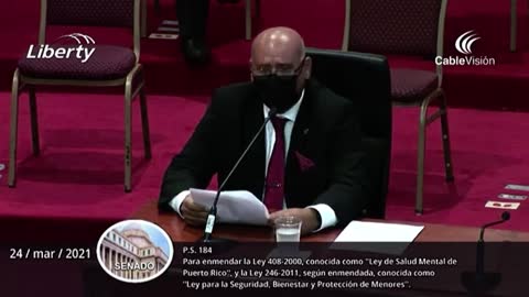 Pastor René Pereira Morales en el Senado de Puerto Rico expresándose en contra del Proyecto 184