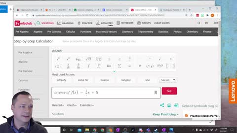 Finding Inverse Functions With symbolab.com