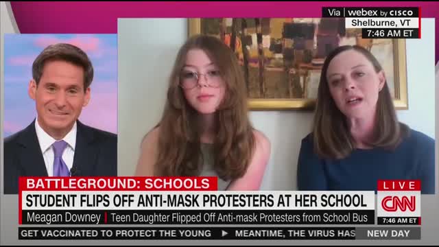 CNN Interviews 14-year-old Who flipped Off Anti-Mask Protesters