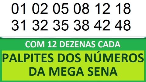 PALPITES DOS NÚMEROS DA MEGA SENA COM 12 DEZENAS na nb nc nd ne nf ng nh ni nj nk nl