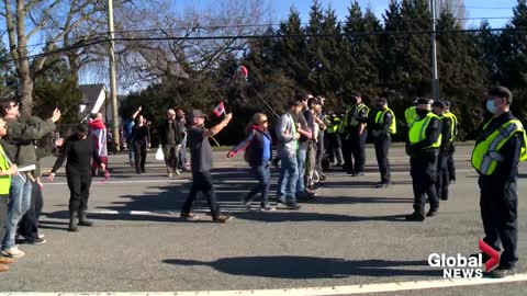 Trucker protests: 4 arrested by police at BC border crossing blockade