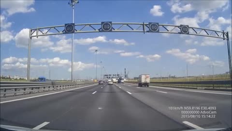 Stationary Car Slammed From Behind on Highway Shoulder