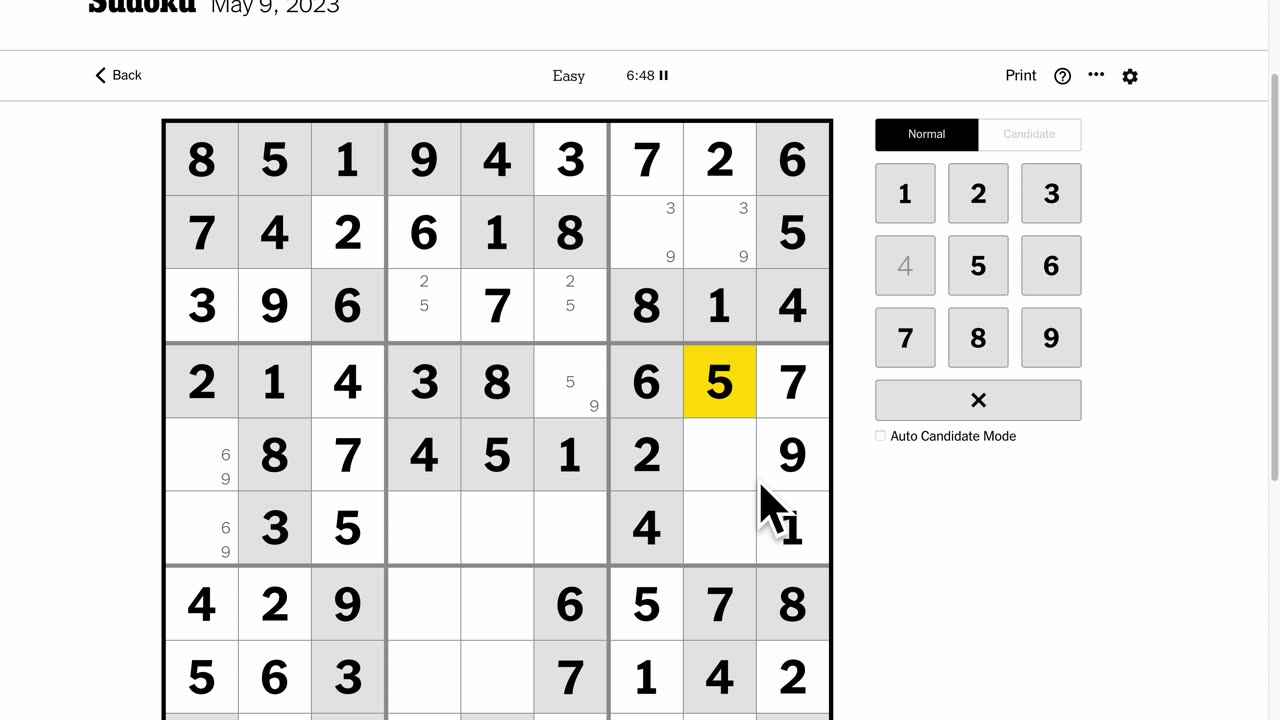 Sudoku 2023-05-09 easy