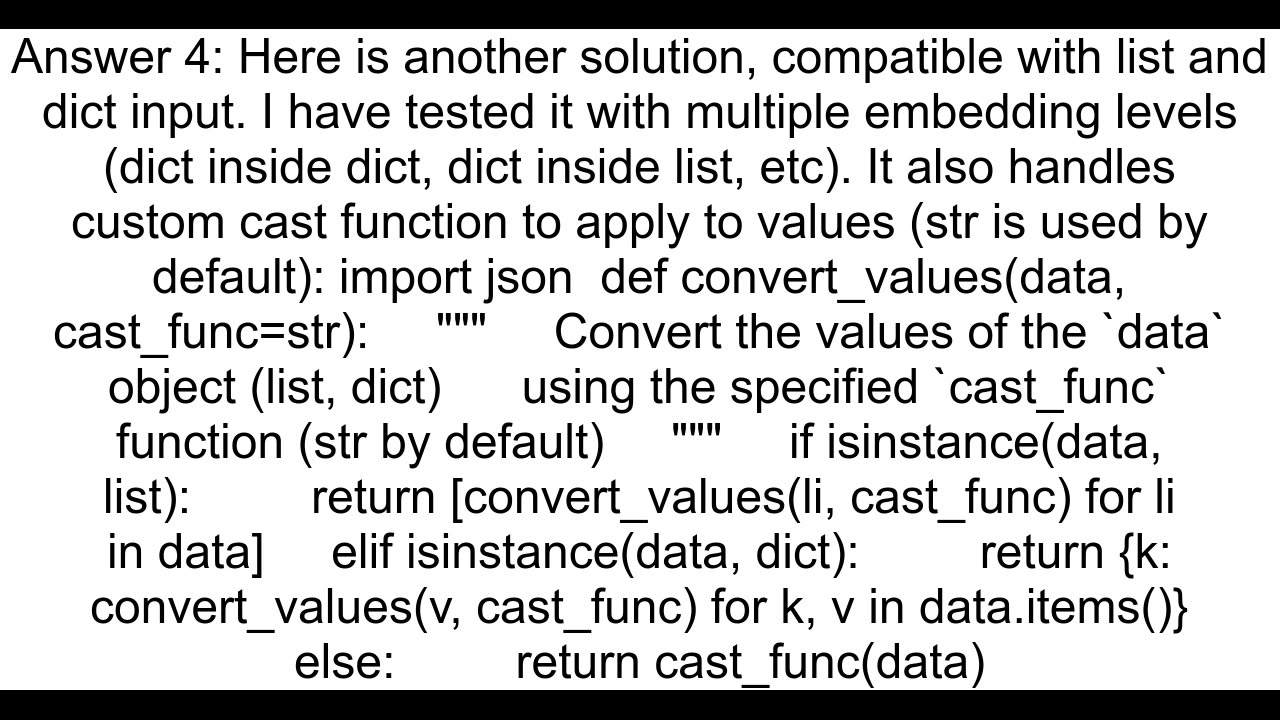 How to convert all values of a nested dictionary into strings