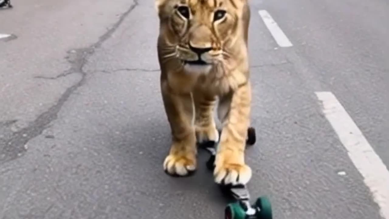 Lion on street