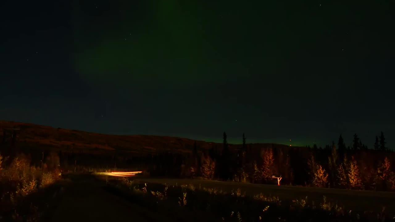 Timelapse of the Aurora Outside My Cabin