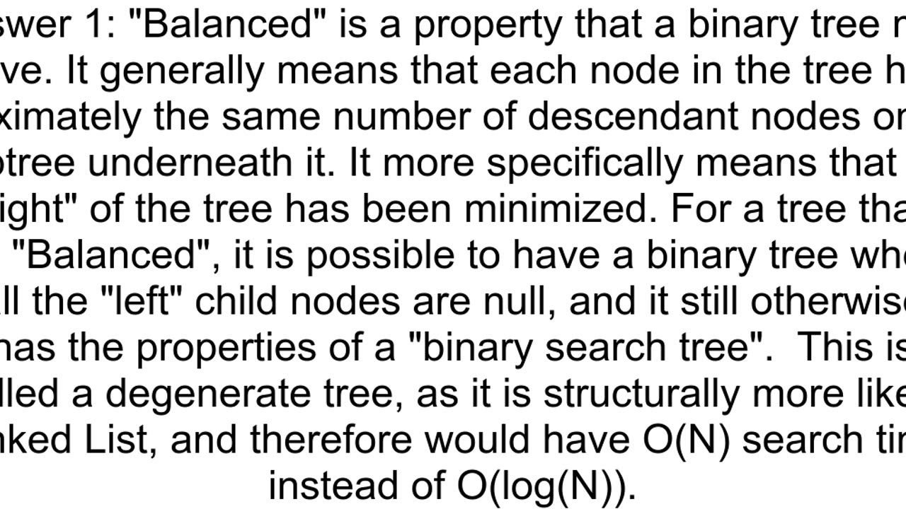 What is the difference between a balanced binary search tree and a binary search tree