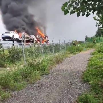 Transporter load of expensive uneconomical, ineffective Electric Vehicles catching fire 🔥