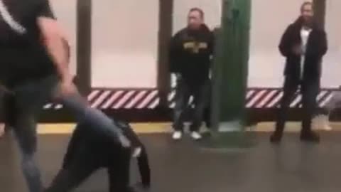 Guy gets his ass kicked.