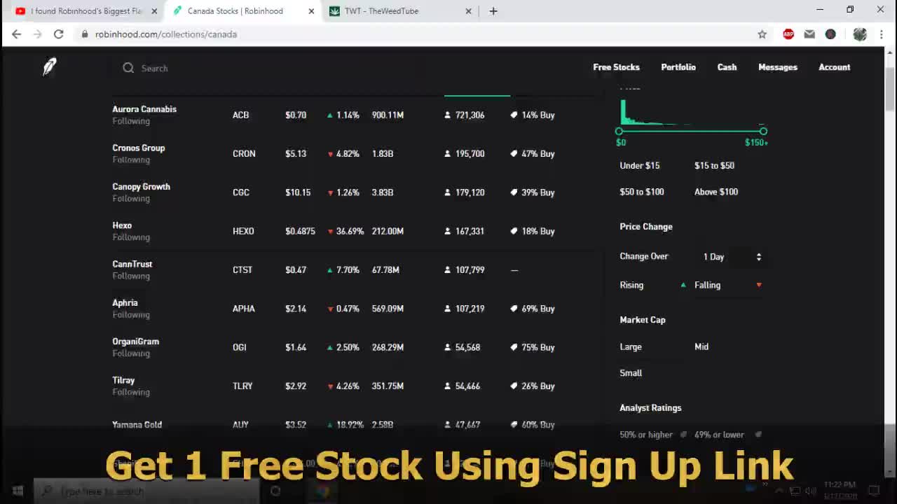 My Marijuana Stock Picks PLUS 1 Free Stock From Robinhood