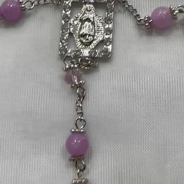 Rosary Necklace. 59 Beads. Made with Purple Jade. Prayer. Rare Find.