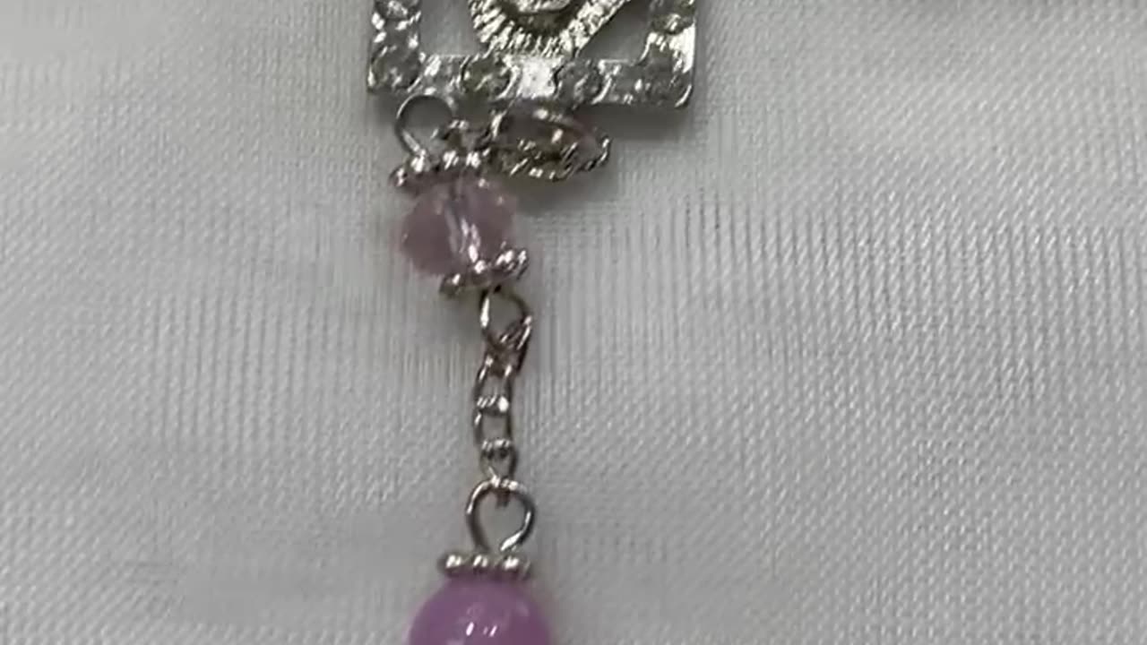 Rosary Necklace. 59 Beads. Made with Purple Jade. Prayer. Rare Find.