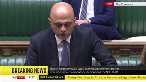 Health Secretary Sajid Javid announces consultation of ending vaccination as a condition...