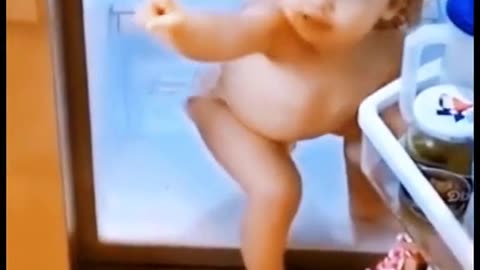 The little girl jumping to hip hop