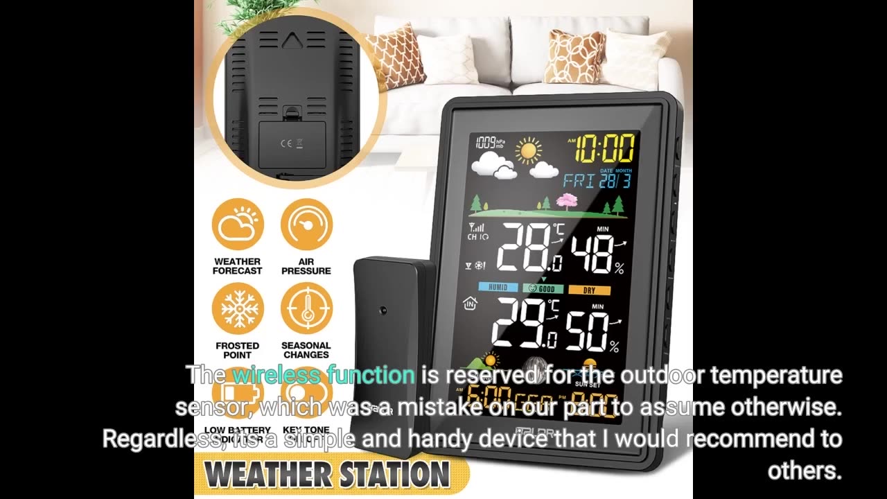 BALDR Wetterstation Funk mit Außensensor, Außen Innen Thermometer Hygrometer Raumthermometer