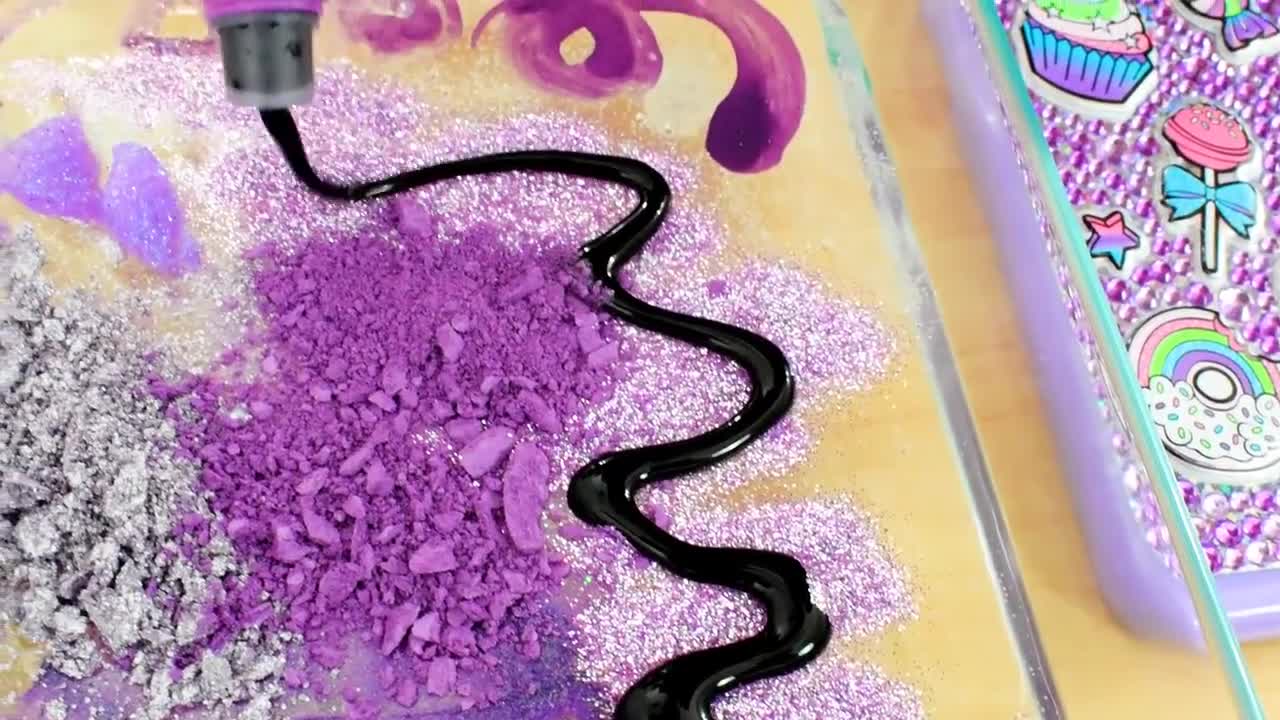 Pink vs Purple - Mixing Makeup Eyeshadow Into Slime! Special Series 83 Satisfying Slime Video