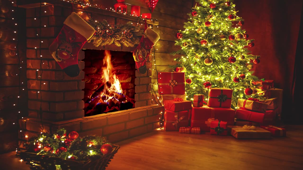 🔥 Beautiful Christmas Fireplace 4K w/ relaxing christmas music ambiance to relax for christmas