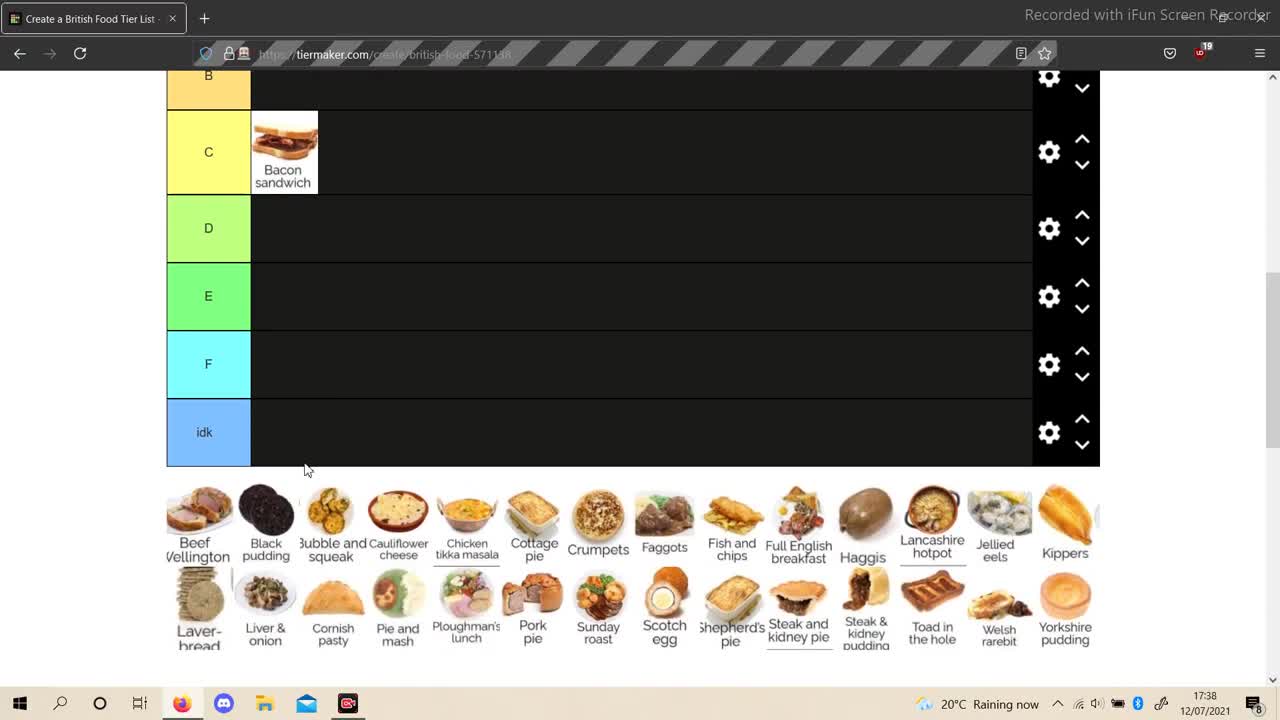 British food tierlist (British tierlist #1)