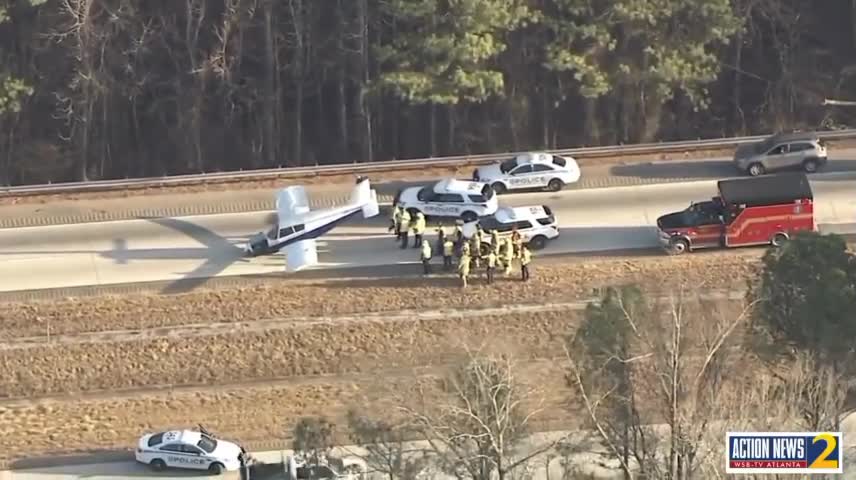 A plane was forced to make an emergency landing on I-985 in Gwinett County,