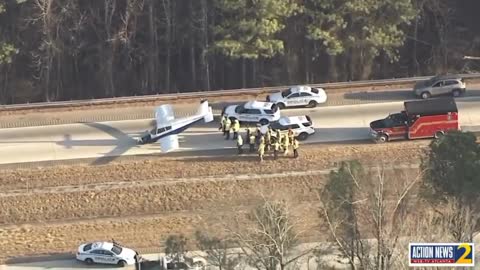 A plane was forced to make an emergency landing on I-985 in Gwinett County,