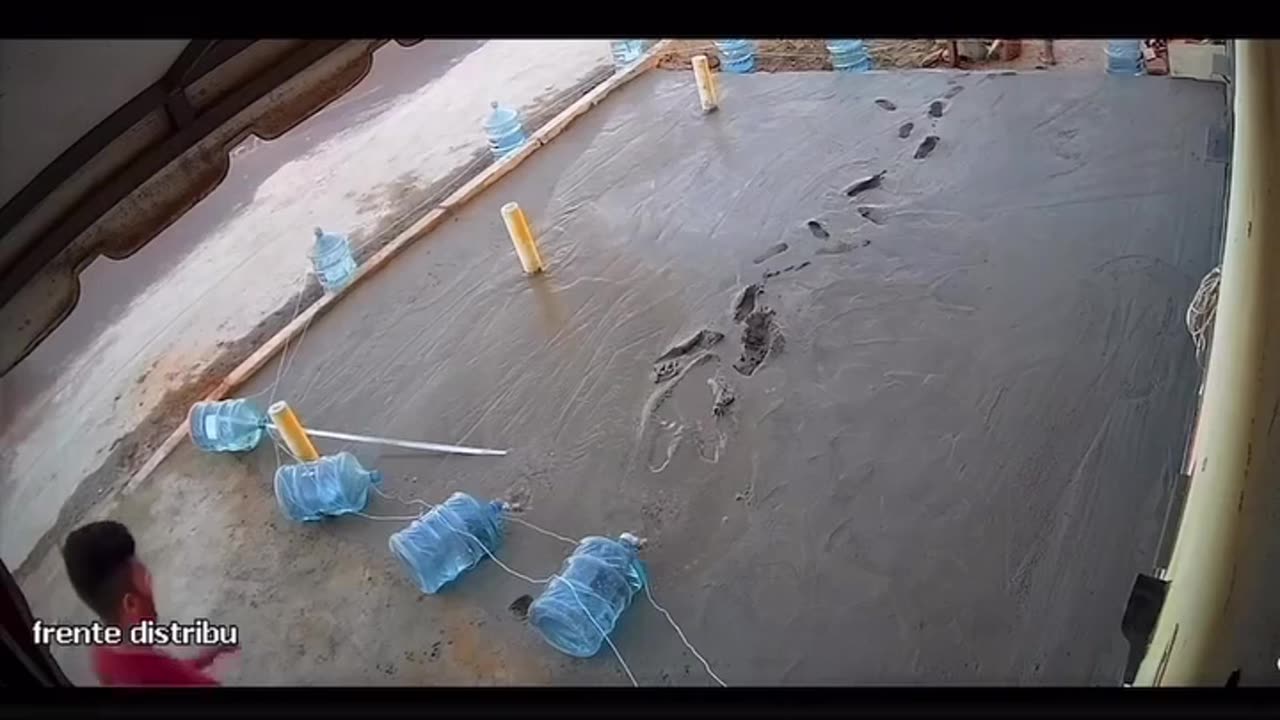 Watch out for the wet concrete!