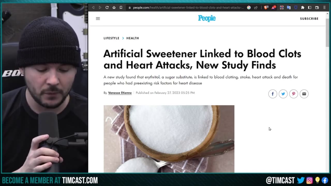 People Magazine Blames Artificial Sweetener as Culprit for Blood Clots and Heart Attacks - Timcast