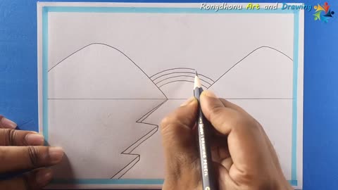 How to Draw Rainbow Scenery || Rongdhonu Scenery Drawing || Painting