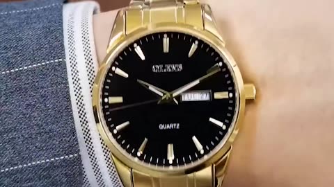 OLEVS Mens Gold Watches Analog Quartz Business Dress Watch Day Date Stainless Steel Classic