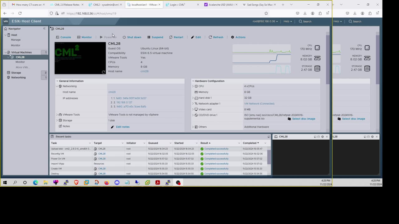 fresh install of CML 2.8 runs out of space copying up reference supplimental iso and 1 way to fix