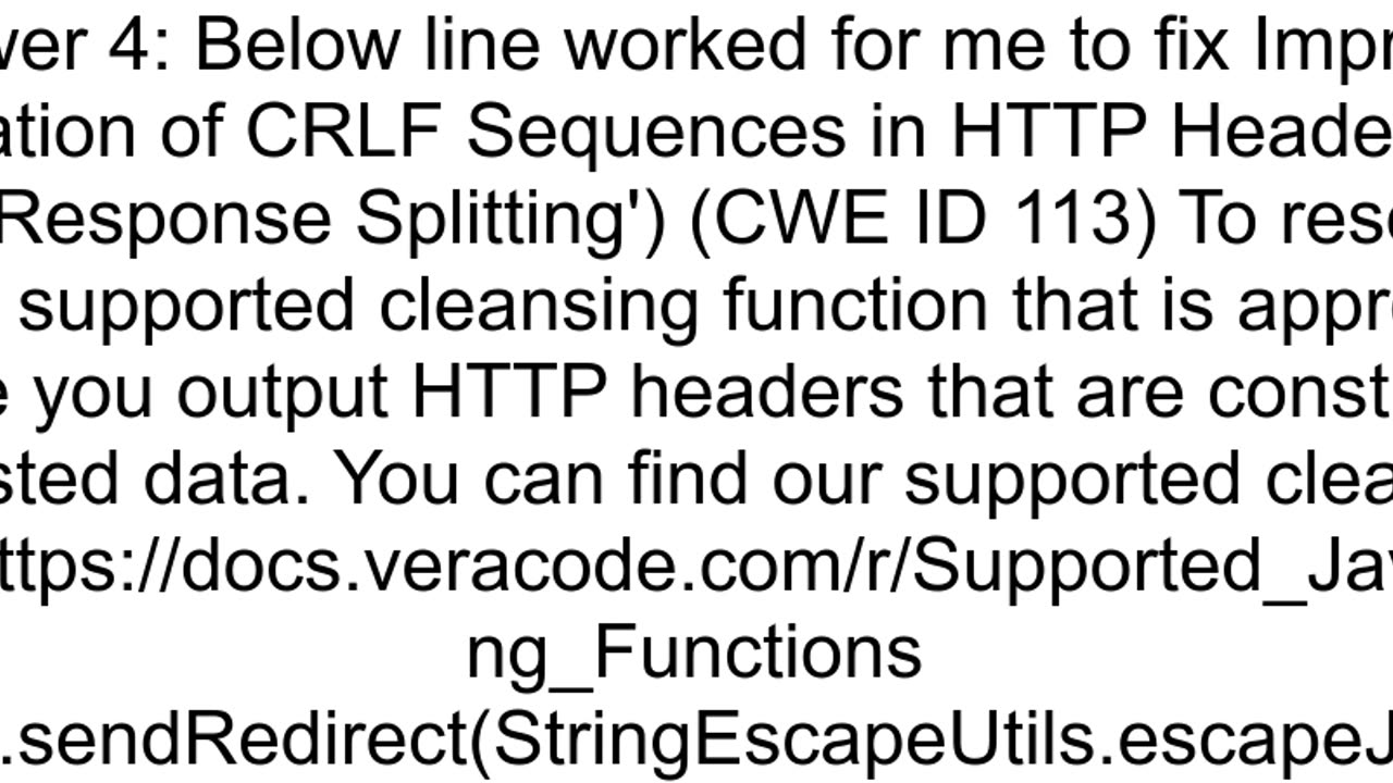 Improper Neutralization of CRLF Sequences in HTTP Headers