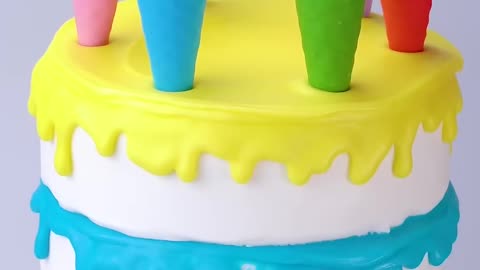 #shorts Colorful Ice Cream Birthday Cake Decorating Idea (2)