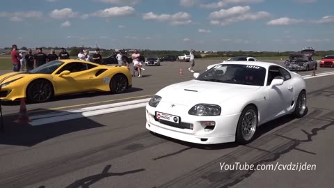 1300HP Toyota Supra Turbo vs Ferrari 488 Pista