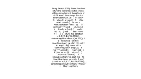 Binary Search in Javascript