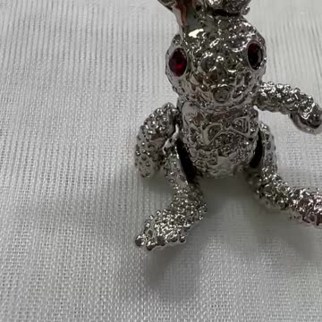 Silver Tone Rabbit Pin. Made with Swarovski Crystals. Bunny. Rare Find Brooch.
