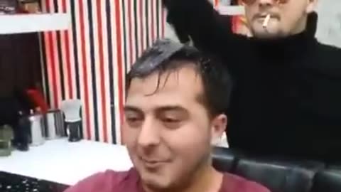 Turkish barber beating show
