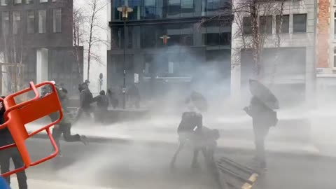 Violent clashes broke out between police & black bloc rioters